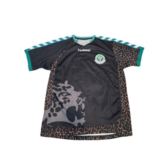 Hummel Zanzibar Jersey Men M Leopard Print Football Shirt Rare Streetwear Africa - Picture 1 of 8